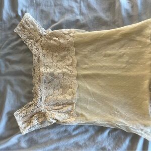 Elegant Lace Trim Cream Tank Top
